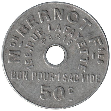 PARIS - Monnaie de nécessité - Maison Bernot Frères - Bon pour un sac vide TB+ PARIS - Monnaie de nécessité - Maison Bernot Frères - Bon pour un sac vide TB+