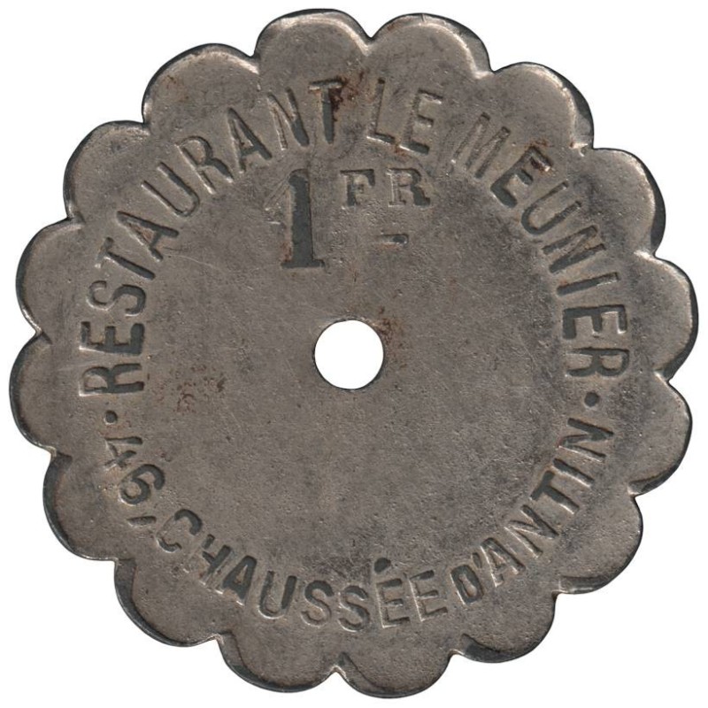 PARIS - Monnaie de nécessité - Restaurant Le Meunier - 1 franc - TB+