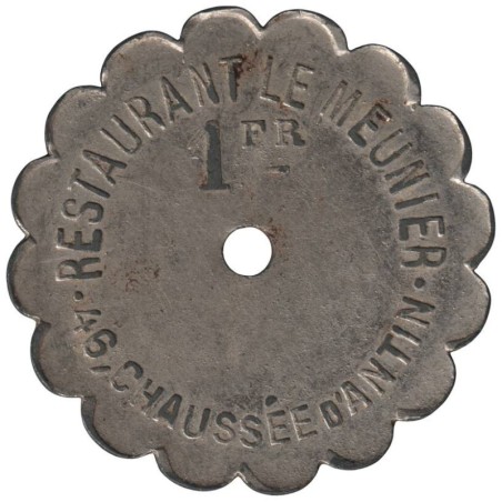 PARIS - Monnaie de nécessité - Restaurant Le Meunier - 1 franc - TB+