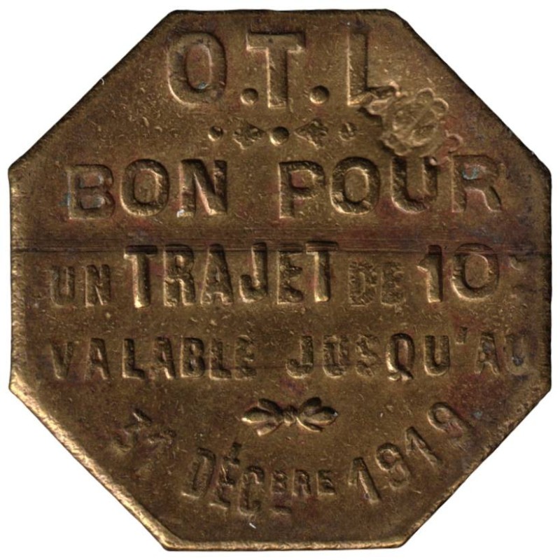 LYON - O2.2 - Monnaie de nécessité - O.T.L. - 10 centimes 1919 - TB+ LYON - O2.2 - Monnaie de nécessité - O.T.L. - 10 centimes 1919 - TB+
