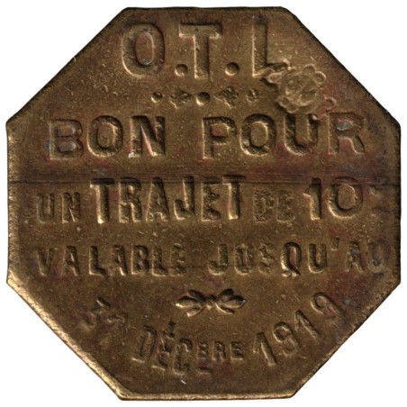 LYON - O2.2 - Monnaie de nécessité - O.T.L. - 10 centimes 1919 - TB+ LYON - O2.2 - Monnaie de nécessité - O.T.L. - 10 centimes 1919 - TB+