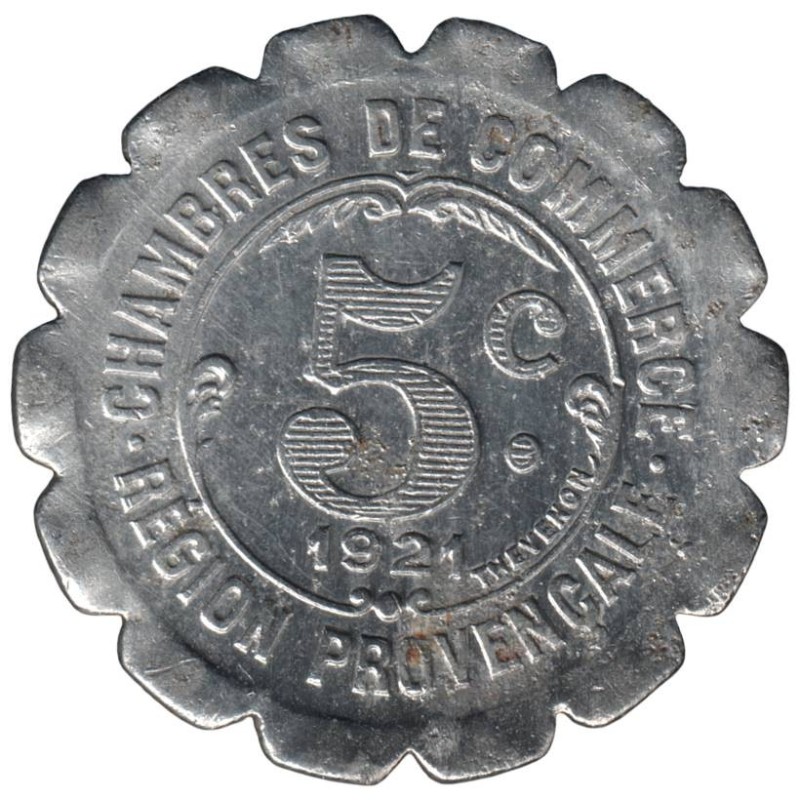 PROVENCALE (REGION) - 1.6 - Monnaie de nécessité - 5 centimes 1921 - TTB PROVENCALE (REGION) - 1.6 - Monnaie de nécessité - 5 centimes 1921 - TTB