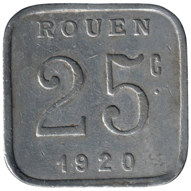 ROUEN - 2.3 - Monnaie de nécessité - 25 centimes 1920 - TTB- ROUEN - 2.3 - Monnaie de nécessité - 25 centimes 1920 - TTB-