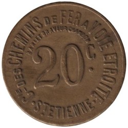 SAINT ETIENNE - 175.6 - Monnaie de nécessité - 20 centimes - Graveur Chambon - TTB