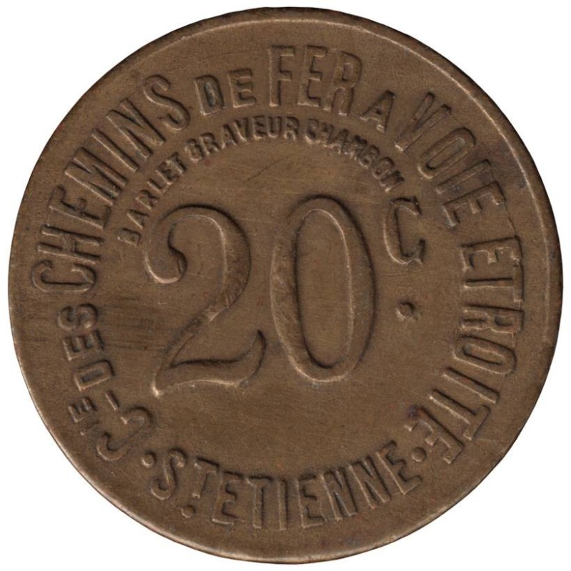 SAINT ETIENNE - 175.6 - Monnaie de nécessité - 20 centimes - Graveur Chambon - TTB SAINT ETIENNE - 175.6 - Monnaie de nécessité - 20 centimes - Graveur Chambon - TTB