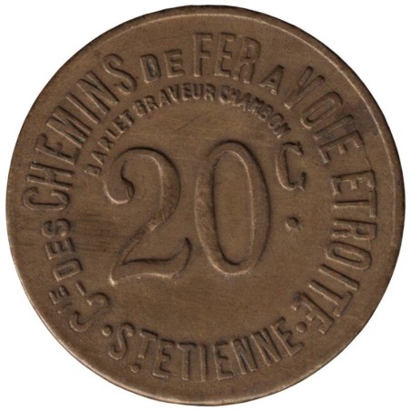 SAINT ETIENNE - 175.6 - Monnaie de nécessité - 20 centimes - Graveur Chambon - TTB SAINT ETIENNE - 175.6 - Monnaie de nécessité - 20 centimes - Graveur Chambon - TTB