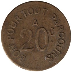 SAINT ETIENNE - 175.6 - Monnaie de nécessité - 20 centimes - Graveur Chambon - TTB