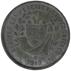 VERSAILLES - 1.3 - Monnaie de nécessité - 25 centimes 1918 - TTB