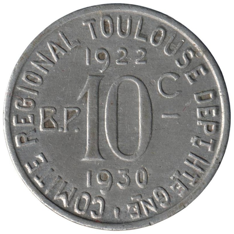 TOULOUSE - 2.5 - Monnaie de nécessité - 10 centimes 1922-1930 - TTB TOULOUSE - 2.5 - Monnaie de nécessité - 10 centimes 1922-1930 - TTB