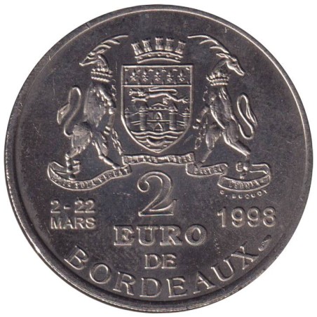 BORDEAUX - 2 euro des villes - 1998 - Etat : SPL