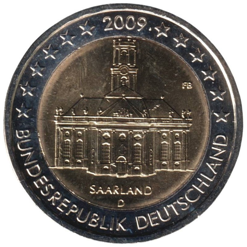 ALLEMAGNE - 2 euros commémorative - Sarre Ludwigskirche - 2009 D ALLEMAGNE - 2 euros commémorative - Sarre Ludwigskirche - 2009 D