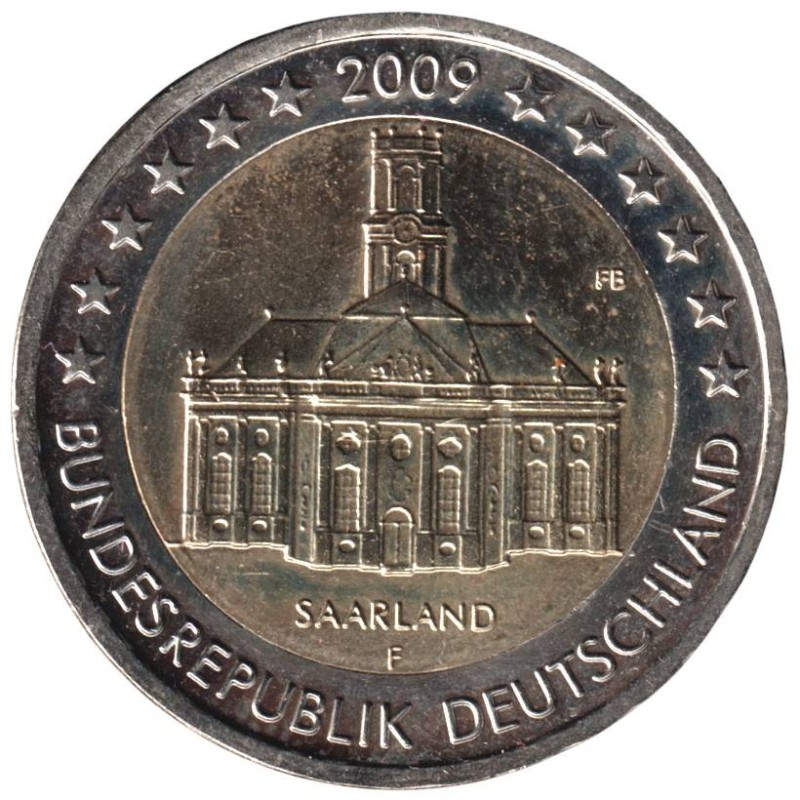 ALLEMAGNE - 2 euros commémorative - Sarre Ludwigskirche - 2009 F ALLEMAGNE - 2 euros commémorative - Sarre Ludwigskirche - 2009 F
