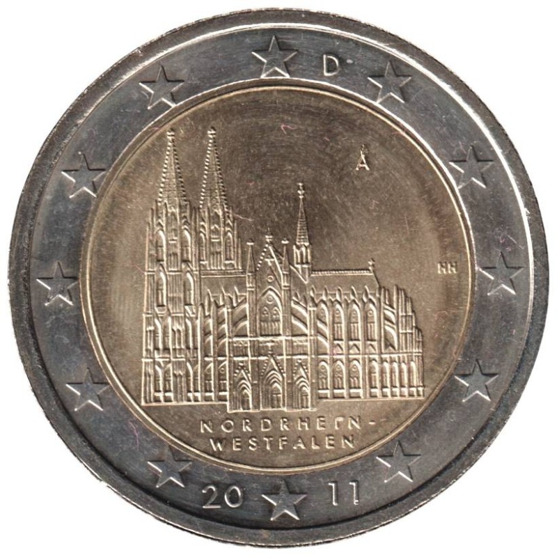 ALLEMAGNE - 2 euros commémorative - Nord-Westphalie - 2011 A - fautée ALLEMAGNE - 2 euros commémorative - Nord-Westphalie - 2011 A - fautée
