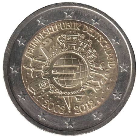 ALLEMAGNE - 2 euros commémorative - 10 ans de l'euro - 2012 A ALLEMAGNE - 2 euros commémorative - 10 ans de l'euro - 2012 A
