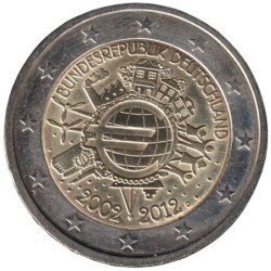 ALLEMAGNE - 2 euros commémorative - 10 ans de l'euro - 2012 D