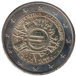 ALLEMAGNE - 2 euros commémorative - 10 ans de l'euro - 2012 F