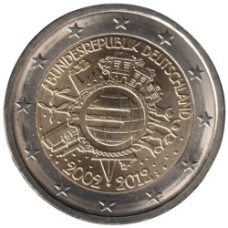ALLEMAGNE - 2 euros commémorative - 10 ans de l'euro - 2012 J