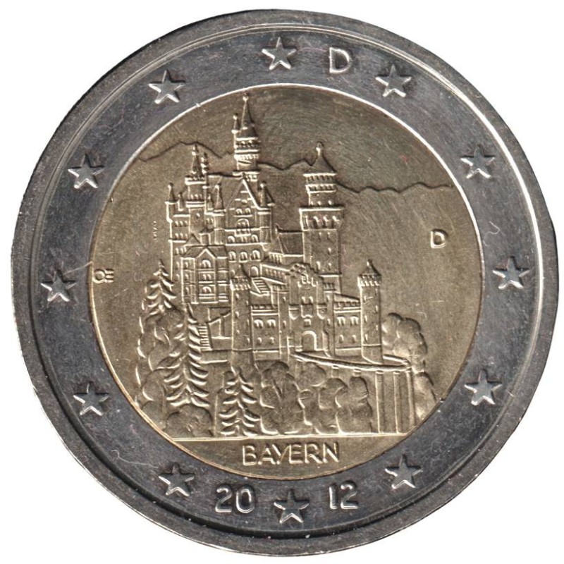 ALLEMAGNE - 2 euros commémorative - Bavière Neuschwanstein - 2012 D ALLEMAGNE - 2 euros commémorative - Bavière Neuschwanstein - 2012 D