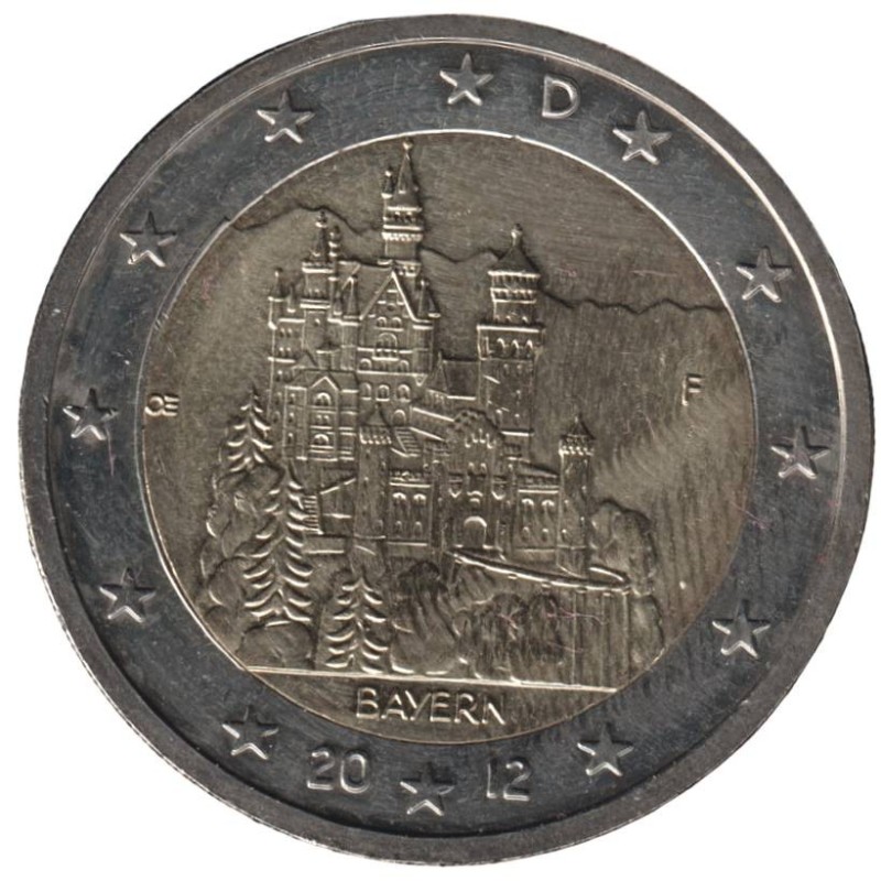 ALLEMAGNE - 2 euros commémorative - Bavière Neuschwanstein - 2012 F ALLEMAGNE - 2 euros commémorative - Bavière Neuschwanstein - 2012 F