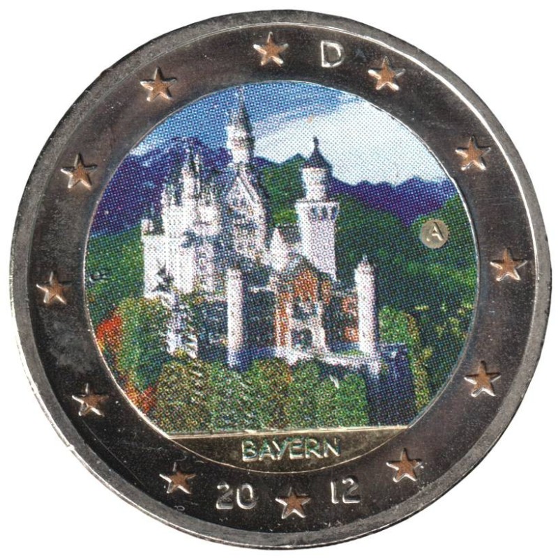 ALLEMAGNE - 2 euros commémorative colorisée - Bavière Neuschwanstein - 2012 A ALLEMAGNE - 2 euros commémorative colorisée - Bavière Neuschwanstein - 2012 A
