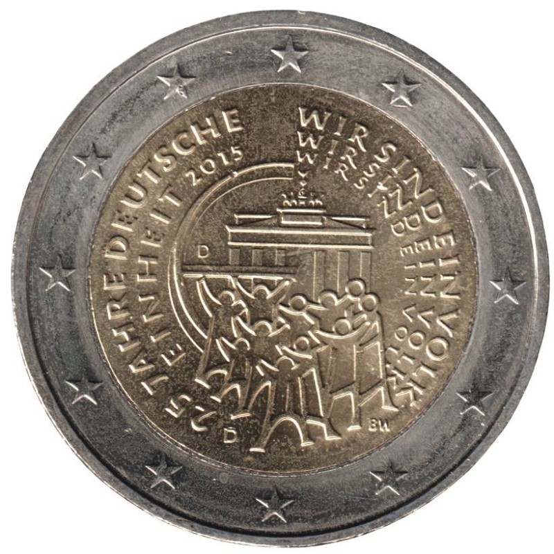 ALLEMAGNE - 2 euros commémorative - Réunification allemande - 2015 D ALLEMAGNE - 2 euros commémorative - Réunification allemande - 2015 D