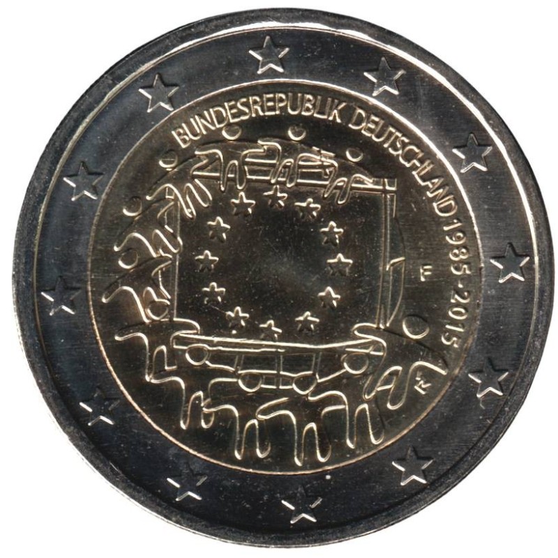 ALLEMAGNE - 2 euros commémorative - 30 ans du Drapeau Européen - 2015 F ALLEMAGNE - 2 euros commémorative - 30 ans du Drapeau Européen - 2015 F