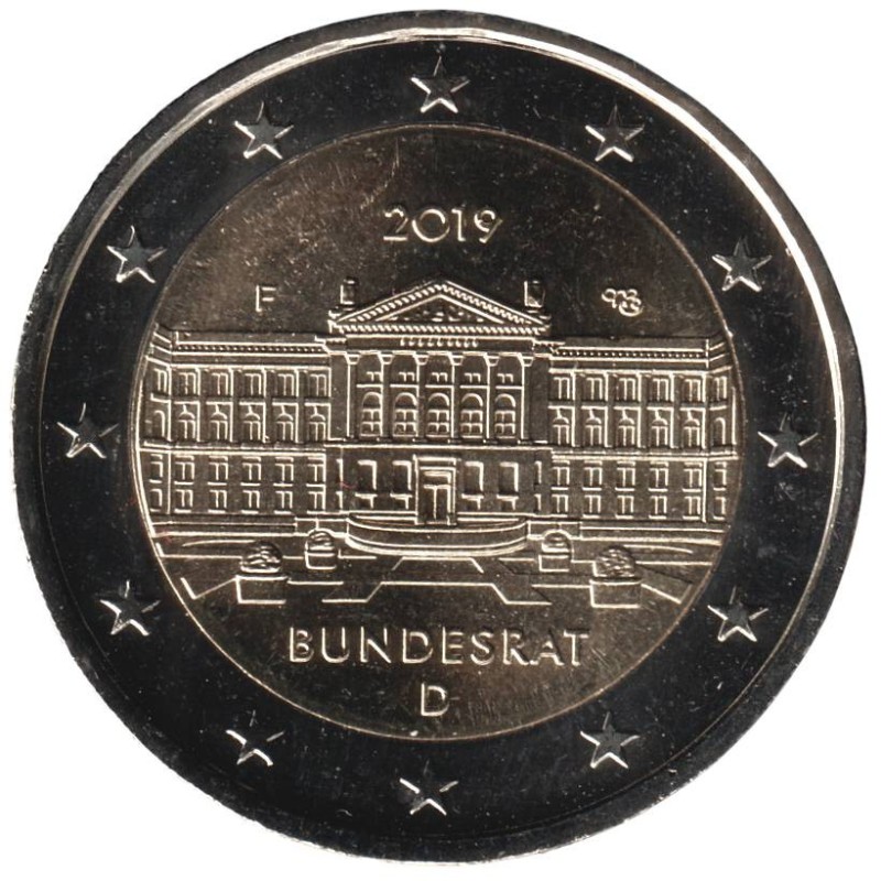 ALLEMAGNE - 2 euros commémorative - Conseil Fédéral - Bundesrat - 2019 F ALLEMAGNE - 2 euros commémorative - Conseil Fédéral - Bundesrat - 2019 F
