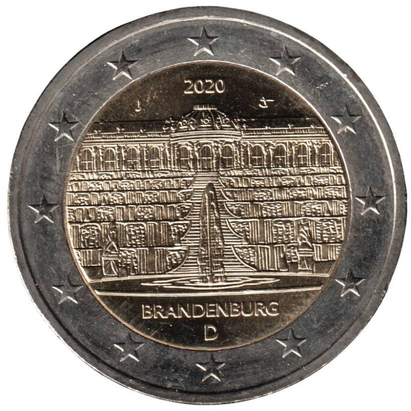 ALLEMAGNE - 2 euros commémorative - Brandebourg - Palais Sanssouci - 2020 J ALLEMAGNE - 2 euros commémorative - Brandebourg - Palais Sanssouci - 2020 J
