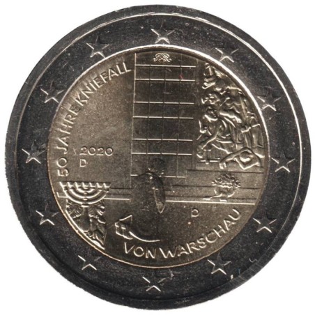 ALLEMAGNE - 2 euros commémorative - Kniefall von Warschau - 2020 D ALLEMAGNE - 2 euros commémorative - Kniefall von Warschau - 2020 D