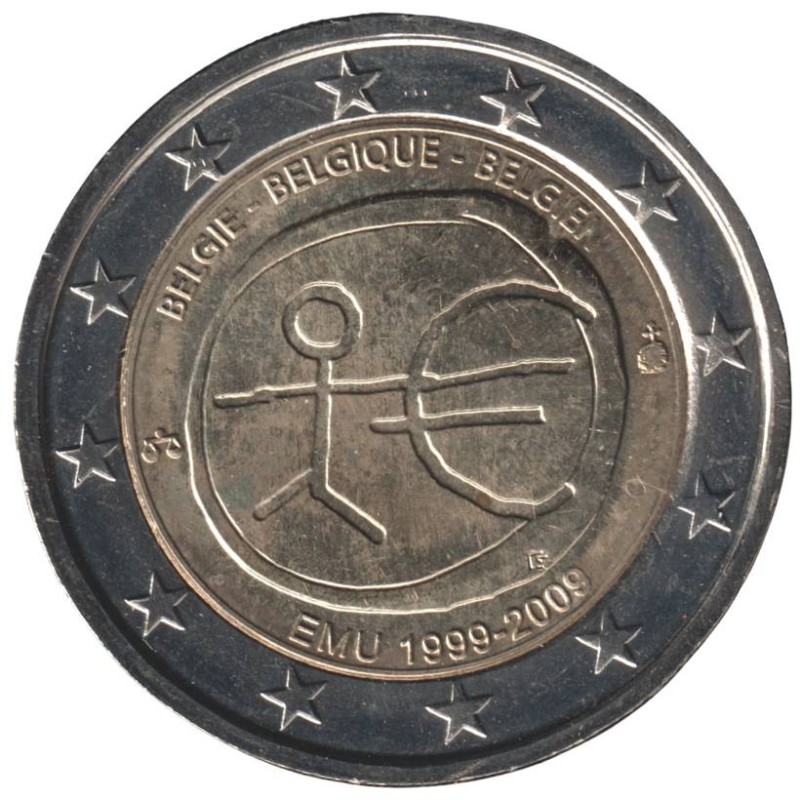 BELGIQUE - 2 euros commémorative - 10 ans de l'UEM - 2009 BELGIQUE - 2 euros commémorative - 10 ans de l'UEM - 2009