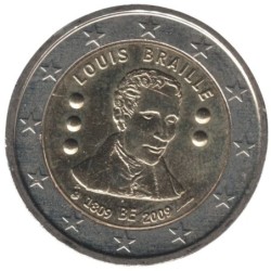 BELGIQUE - 2 euros commémorative - Louis Braille - 2009