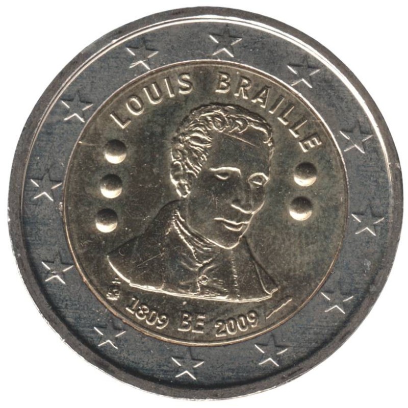 BELGIQUE - 2 euros commémorative - Louis Braille - 2009 BELGIQUE - 2 euros commémorative - Louis Braille - 2009