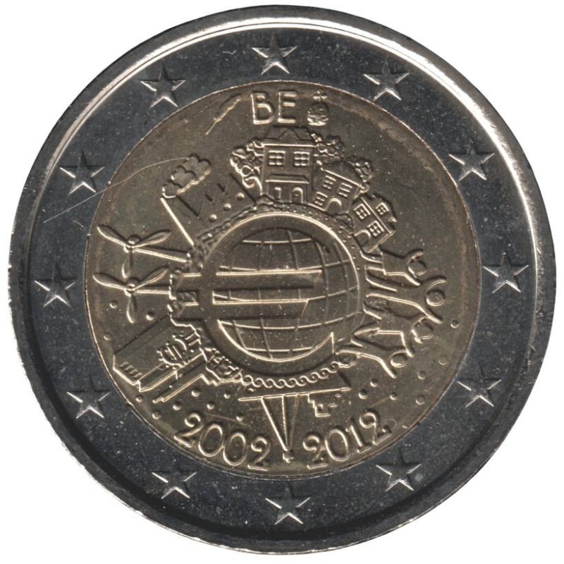 BELGIQUE - 2 euros commémorative - 10 ans de l'Euro - 2012 BELGIQUE - 2 euros commémorative - 10 ans de l'Euro - 2012