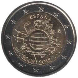 ESPAGNE - 2 euros commémorative - 10 ans de l'Euro - 2012