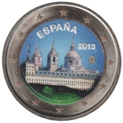 ESPAGNE - 2 euros commémorative colorisée - Monastère San Lorenzo de El Escorial - 2013