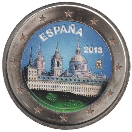 ESPAGNE - 2 euros commémorative colorisée - Monastère San Lorenzo de El Escorial - 2013 ESPAGNE - 2 euros commémorative colorisée - Monastère San Lorenzo de El Escorial - 2013