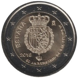 ESPAGNE - 2 euros commémorative - 50 ans du roi Felipe VI - 2018