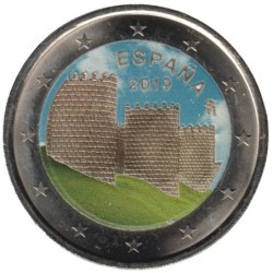 ESPAGNE - 2 euros commémorative colorisée - UNESCO - Centre historique d'Ávila 2019