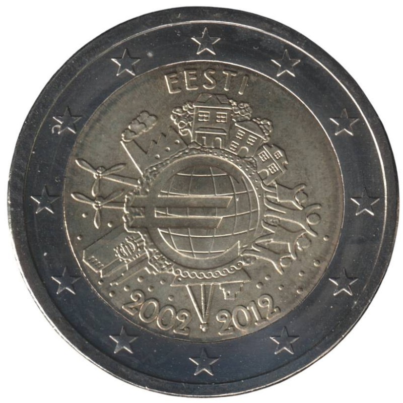 ESTONIE - 2 euros commémorative - 10 ans de l'euro - 2012 ESTONIE - 2 euros commémorative - 10 ans de l'euro - 2012