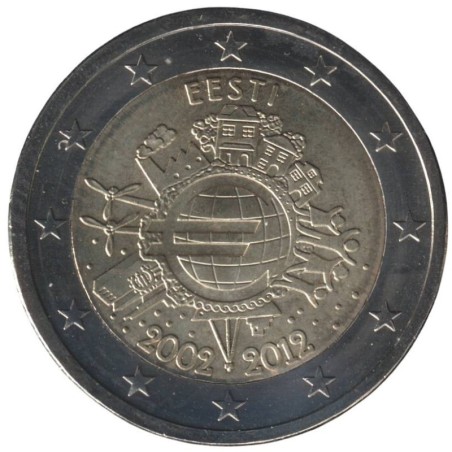 ESTONIE - 2 euros commémorative - 10 ans de l'euro - 2012 ESTONIE - 2 euros commémorative - 10 ans de l'euro - 2012