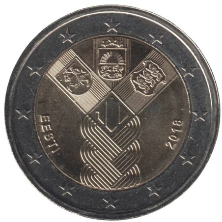 ESTONIE - 2 euros commémorative - 100 ans des Etats Baltes - 2018 ESTONIE - 2 euros commémorative - 100 ans des Etats Baltes - 2018