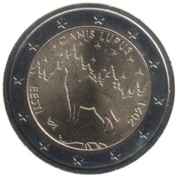 ESTONIE - 2 euros commémorative - Animal national estonien - Canis Lupus - Le loup - 2021