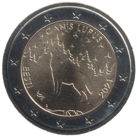 ESTONIE - 2 euros commémorative - Animal national estonien - Canis Lupus - Le loup - 2021 ESTONIE - 2 euros commémorative - Animal national estonien - Canis Lupus - Le loup - 2021