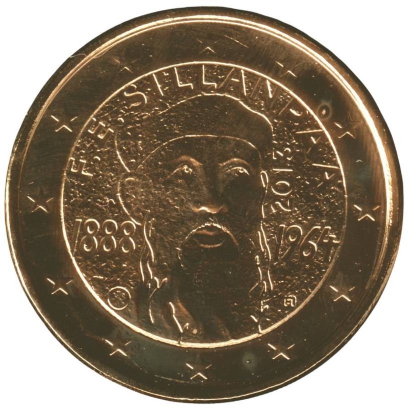 FINLANDE - 2 euros commémorative plaquée or - Frans Eemil Sillanpää - 2013 FINLANDE - 2 euros commémorative plaquée or - Frans Eemil Sillanpää - 2013