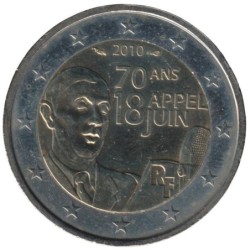 FRANCE - 2 euros commémorative - Appel du 18 juin 1940 - Charles de Gaulle - 2010