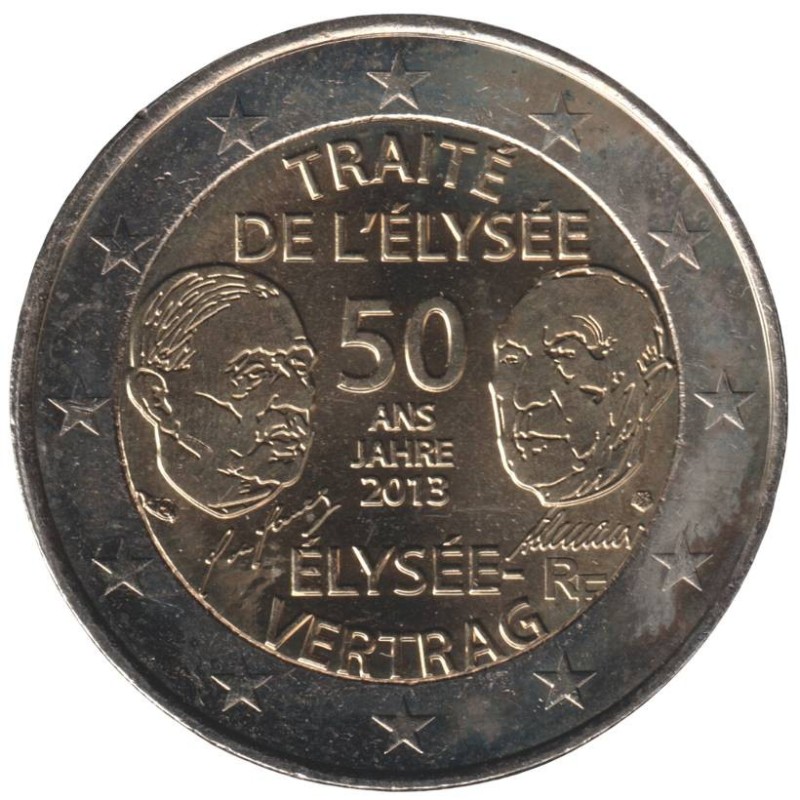 FRANCE - 2 euros commémorative - Traité de l'Elysée - 2013 FRANCE - 2 euros commémorative - Traité de l'Elysée - 2013