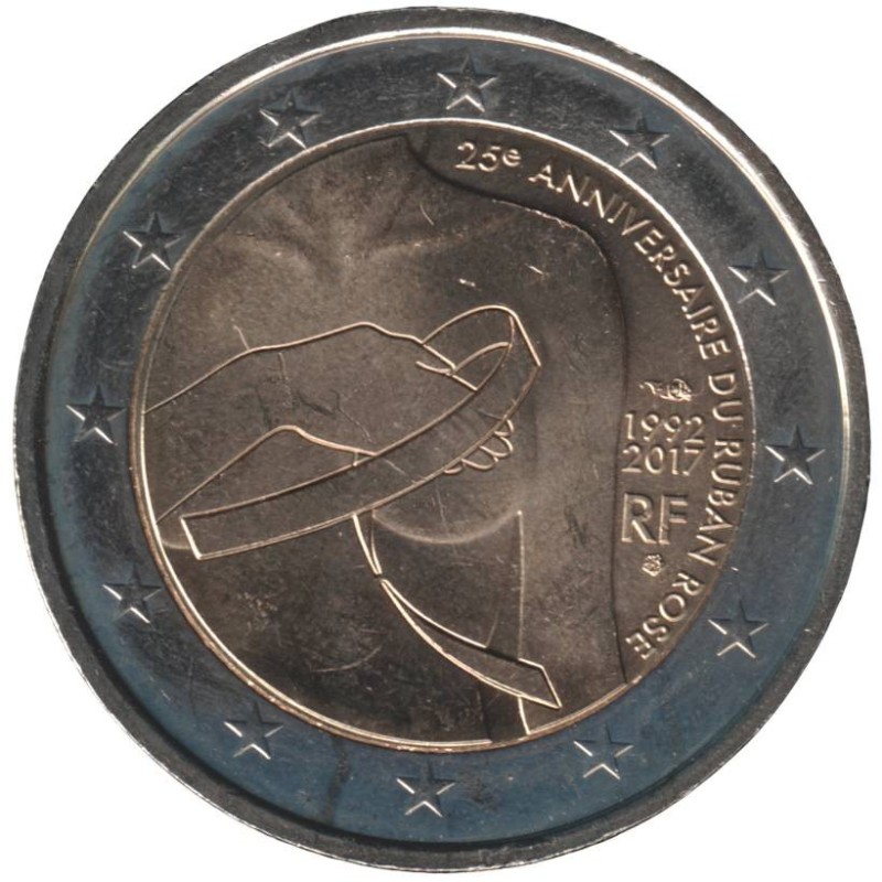 FRANCE - 2 euros commémorative - 25 ans du Ruban Rose - 2017 FRANCE - 2 euros commémorative - 25 ans du Ruban Rose - 2017