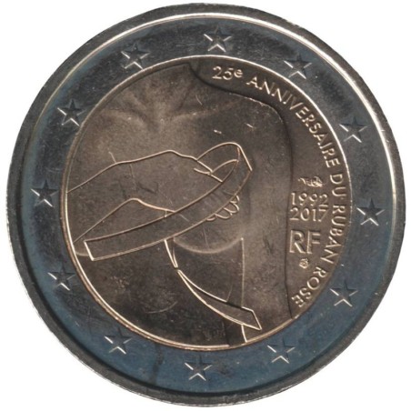 FRANCE - 2 euros commémorative - 25 ans du Ruban Rose - 2017 FRANCE - 2 euros commémorative - 25 ans du Ruban Rose - 2017