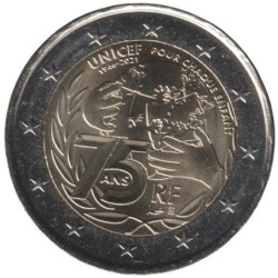 FRANCE - 2 euros commémorative - 75 ans de la création de lUnicef - 2021