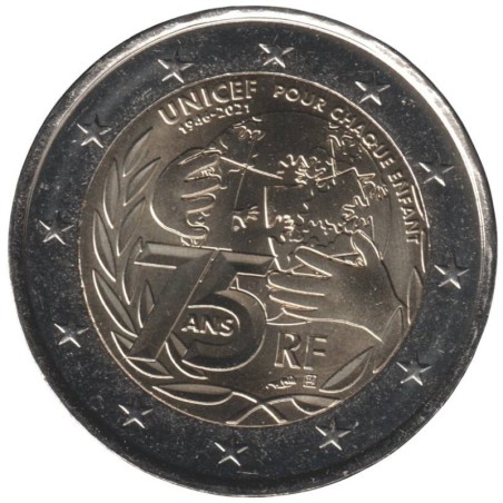 FRANCE - 2 euros commémorative - 75 ans de la création de lUnicef - 2021 FRANCE - 2 euros commémorative - 75 ans de la création de lUnicef - 2021